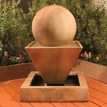 Large Oblique Outdoor Fountain With Ball- Gist Fountains
